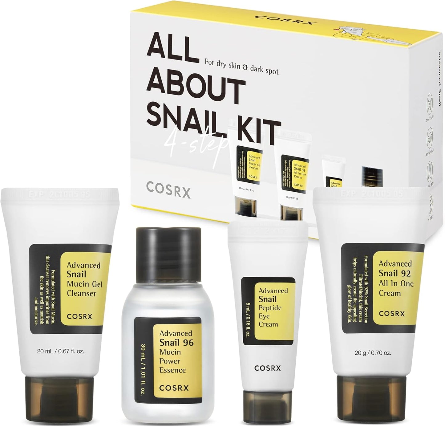 COSRX – All About Snail Kit (4 piezas) | Limpieza, hidratación y reparación intensiva