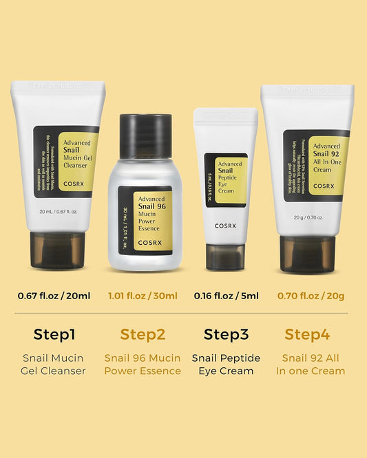 COSRX – All About Snail Kit (4 piezas) | Limpieza, hidratación y reparación intensiva